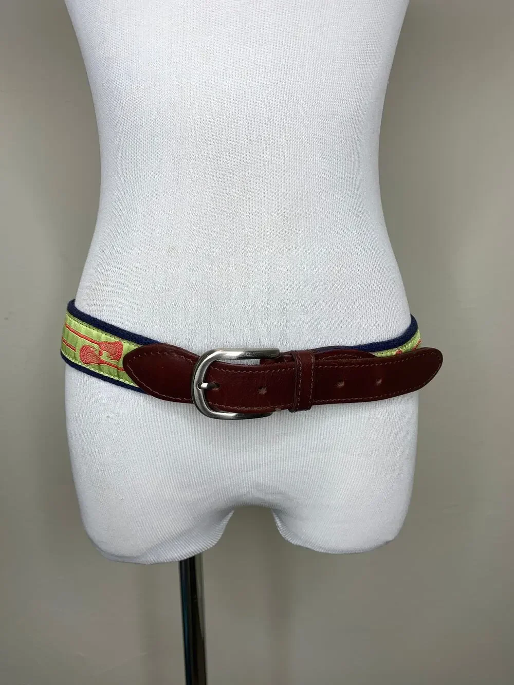 The Belted Cow Lacrosse Canvas Leather Belt 34-35 Preppy